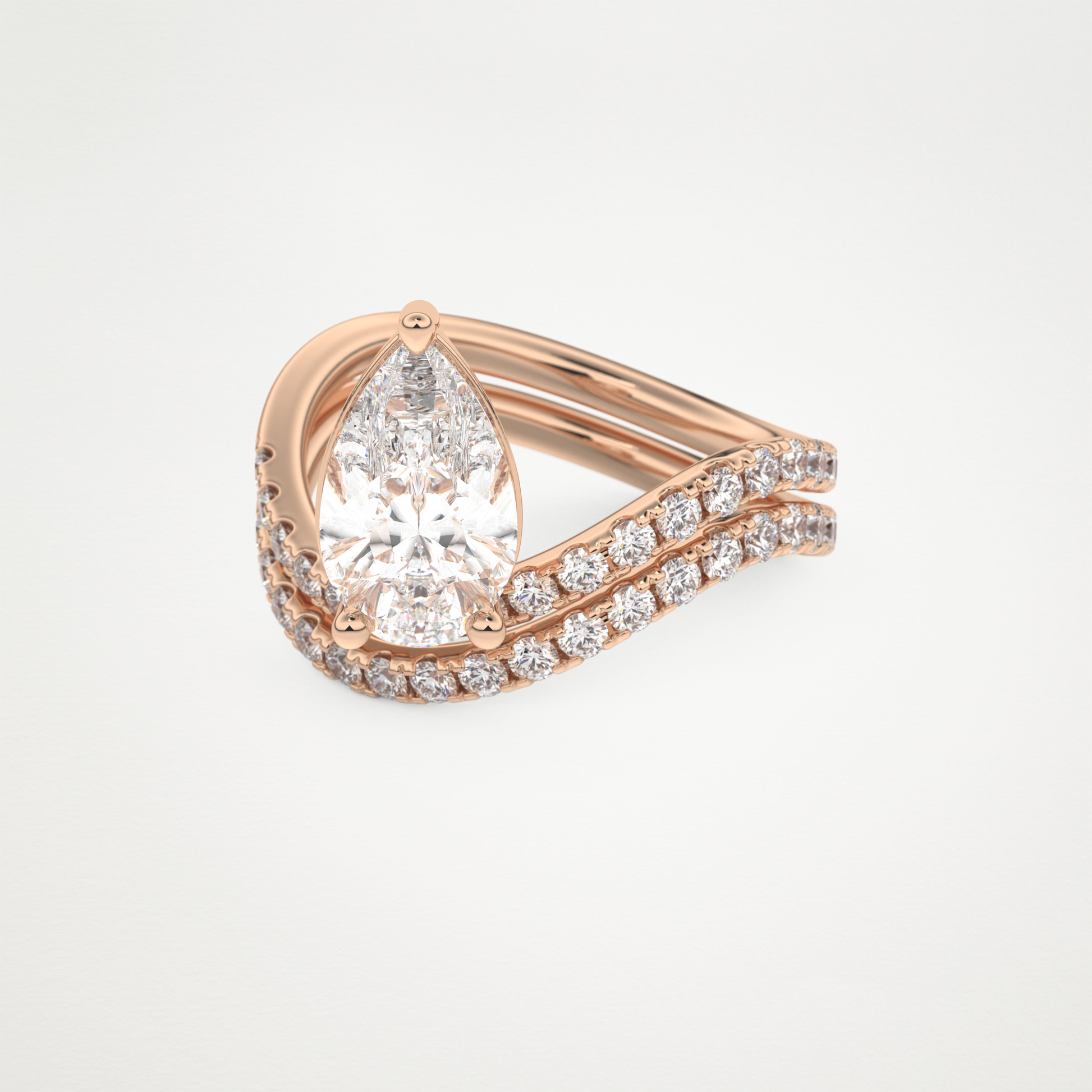Pear Curved Shank & Pave Lab Grown Diamond Engagement Ring