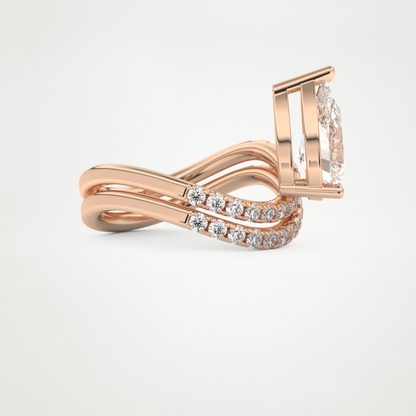 Pear Curved Shank & Pave Lab Grown Diamond Engagement Ring