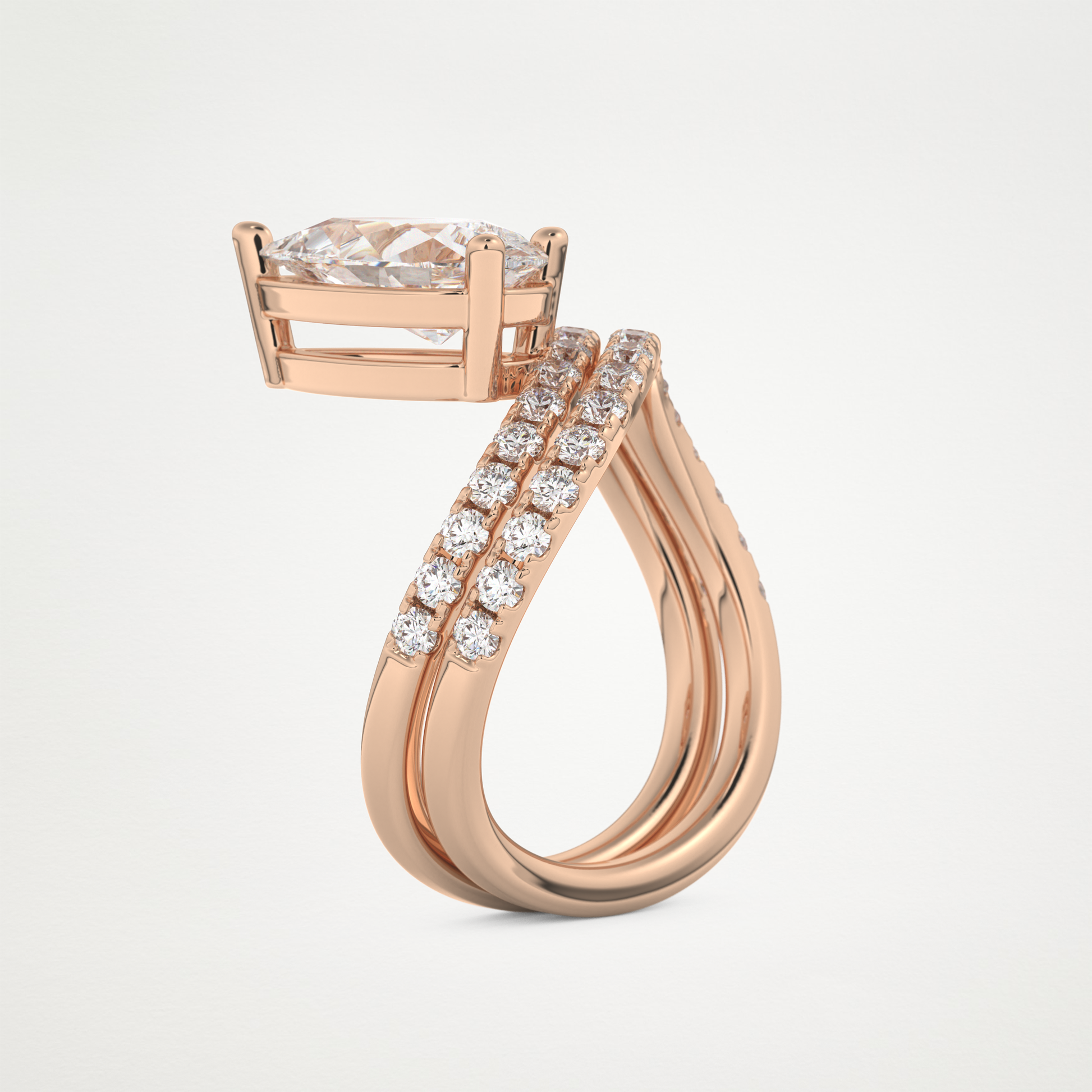 Pear Curved Shank & Pave Lab Grown Diamond Engagement Ring