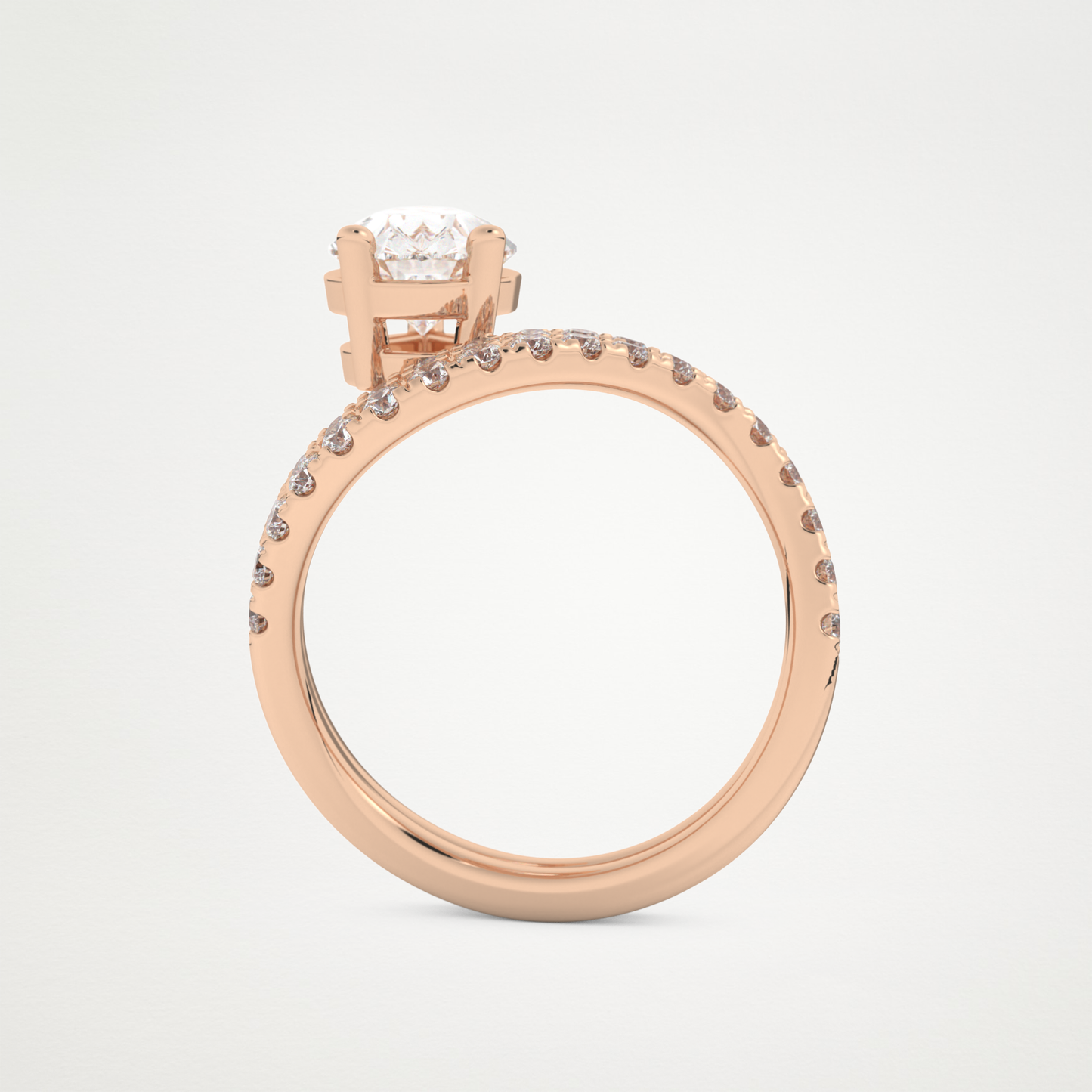 Pear Curved Shank & Pave Lab Grown Diamond Engagement Ring