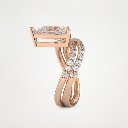 Pear Curved Shank & Pave Lab Grown Diamond Engagement Ring