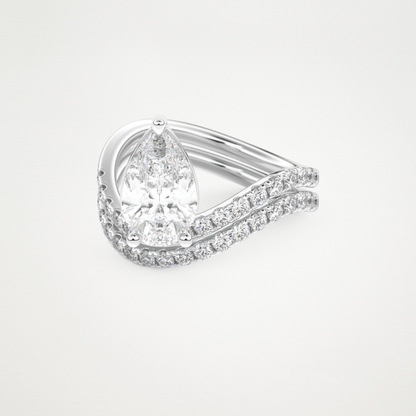 Pear Curved Shank & Pave Lab Grown Diamond Engagement Ring