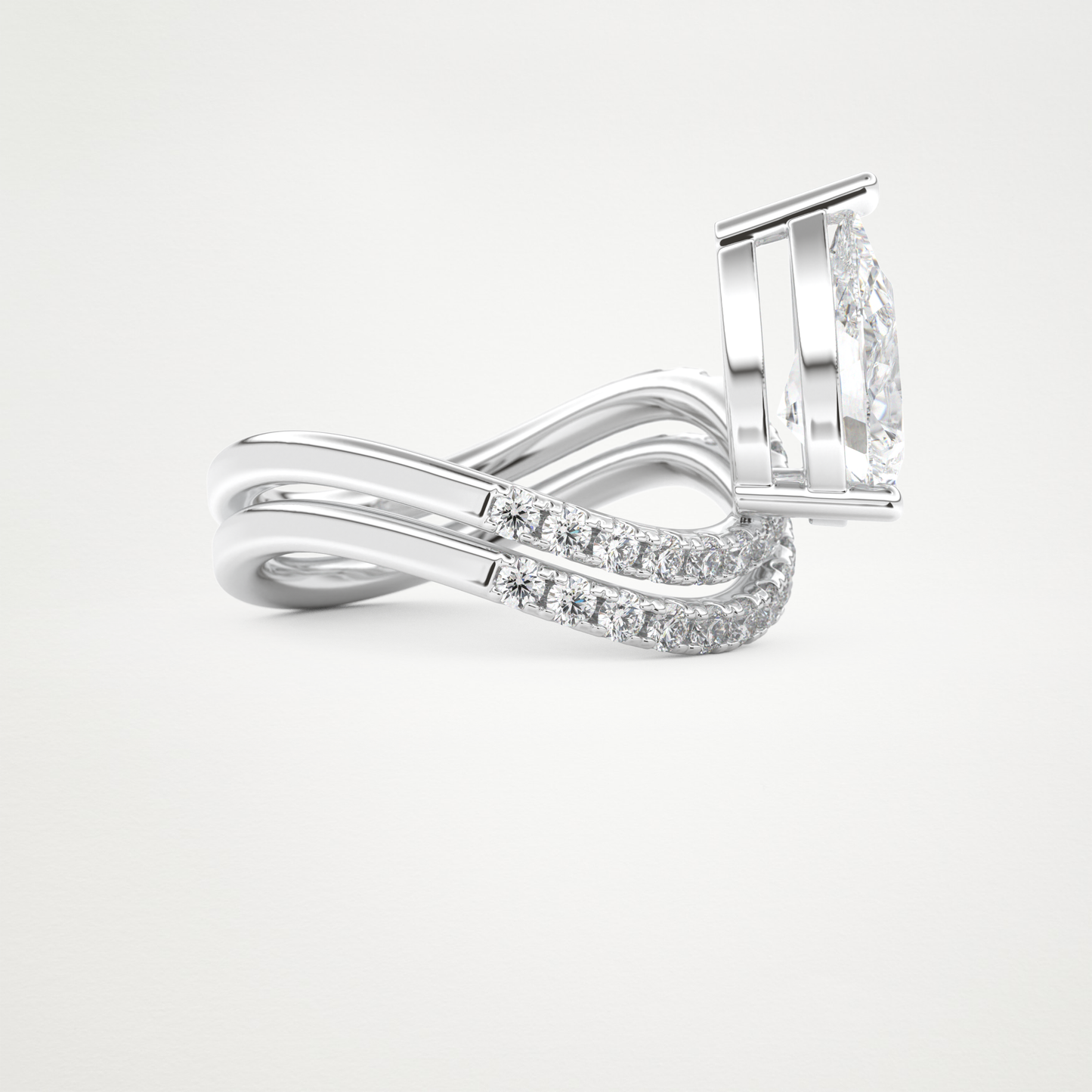 Pear Curved Shank & Pave Lab Grown Diamond Engagement Ring
