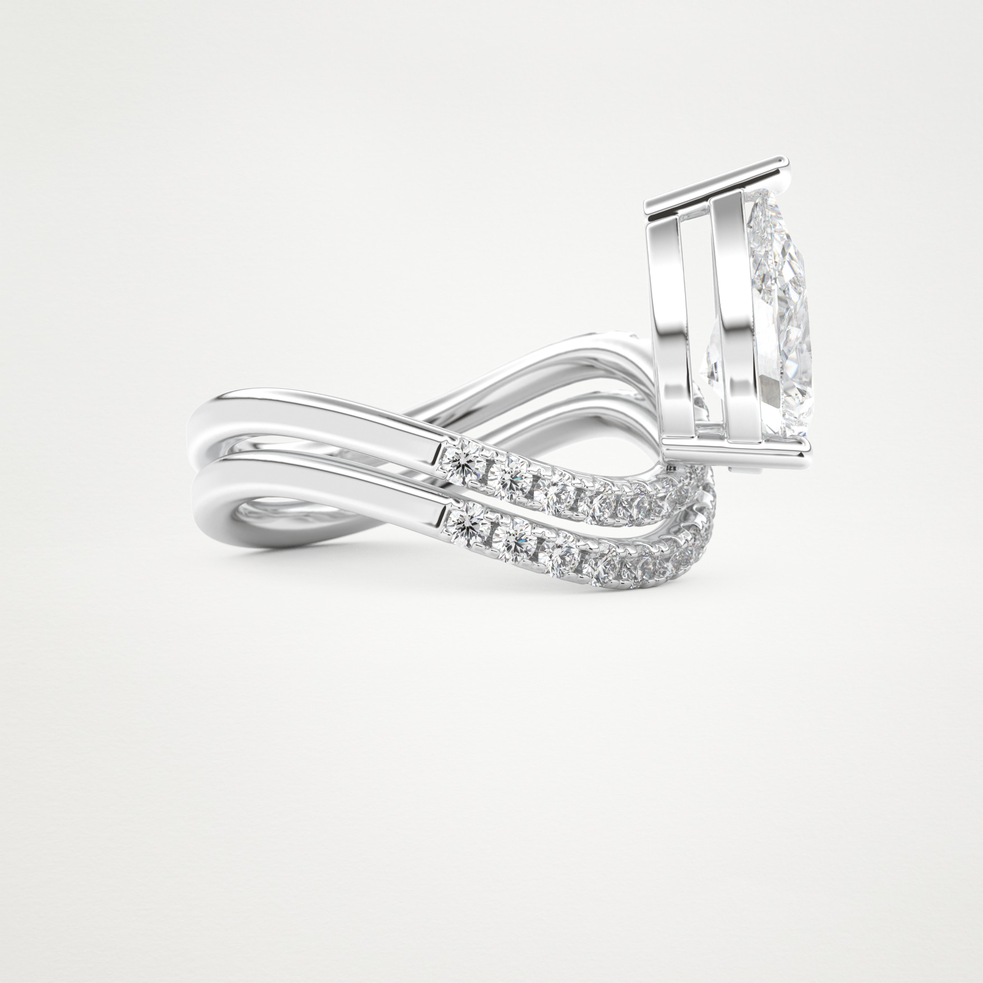 Pear Curved Shank & Pave Lab Grown Diamond Engagement Ring