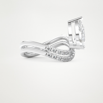 Pear Curved Shank & Pave Lab Grown Diamond Engagement Ring