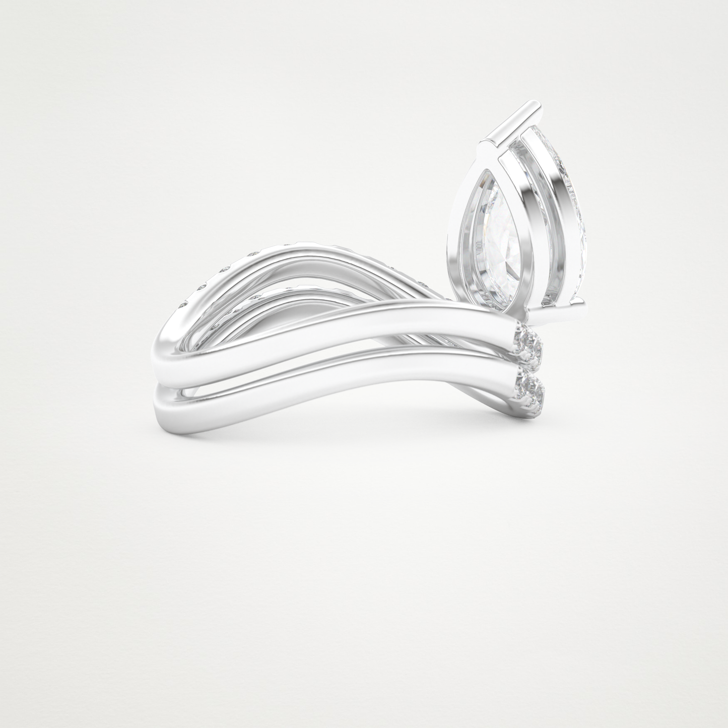 Pear Curved Shank & Pave Lab Grown Diamond Engagement Ring