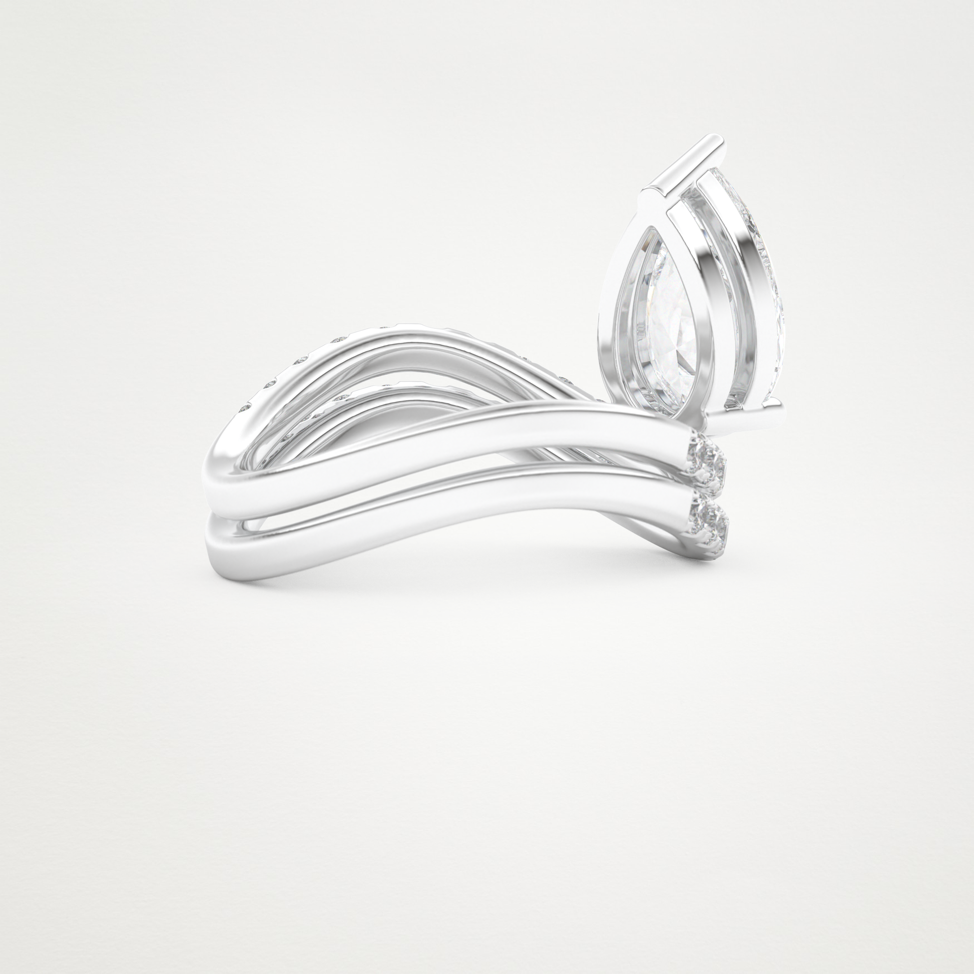 Pear Curved Shank & Pave Lab Grown Diamond Engagement Ring