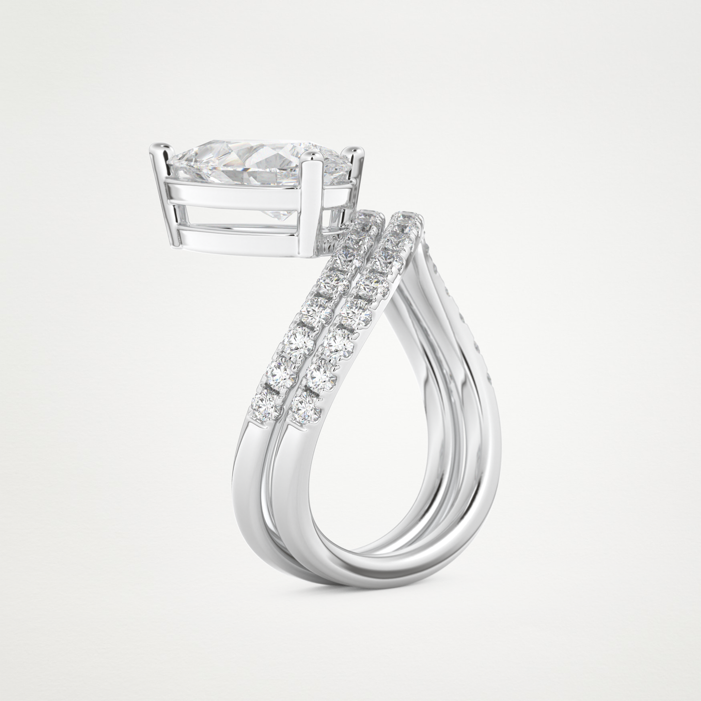 Pear Curved Shank & Pave Lab Grown Diamond Engagement Ring