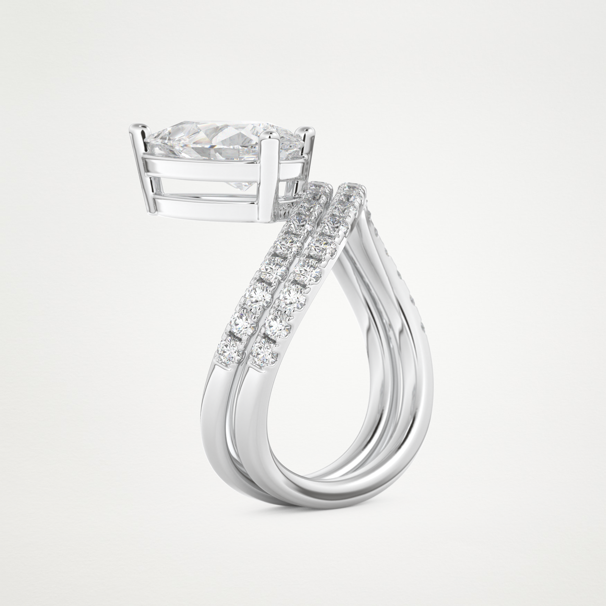 Pear Curved Shank & Pave Lab Grown Diamond Engagement Ring