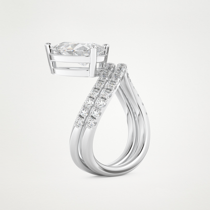 Pear Curved Shank & Pave Lab Grown Diamond Engagement Ring