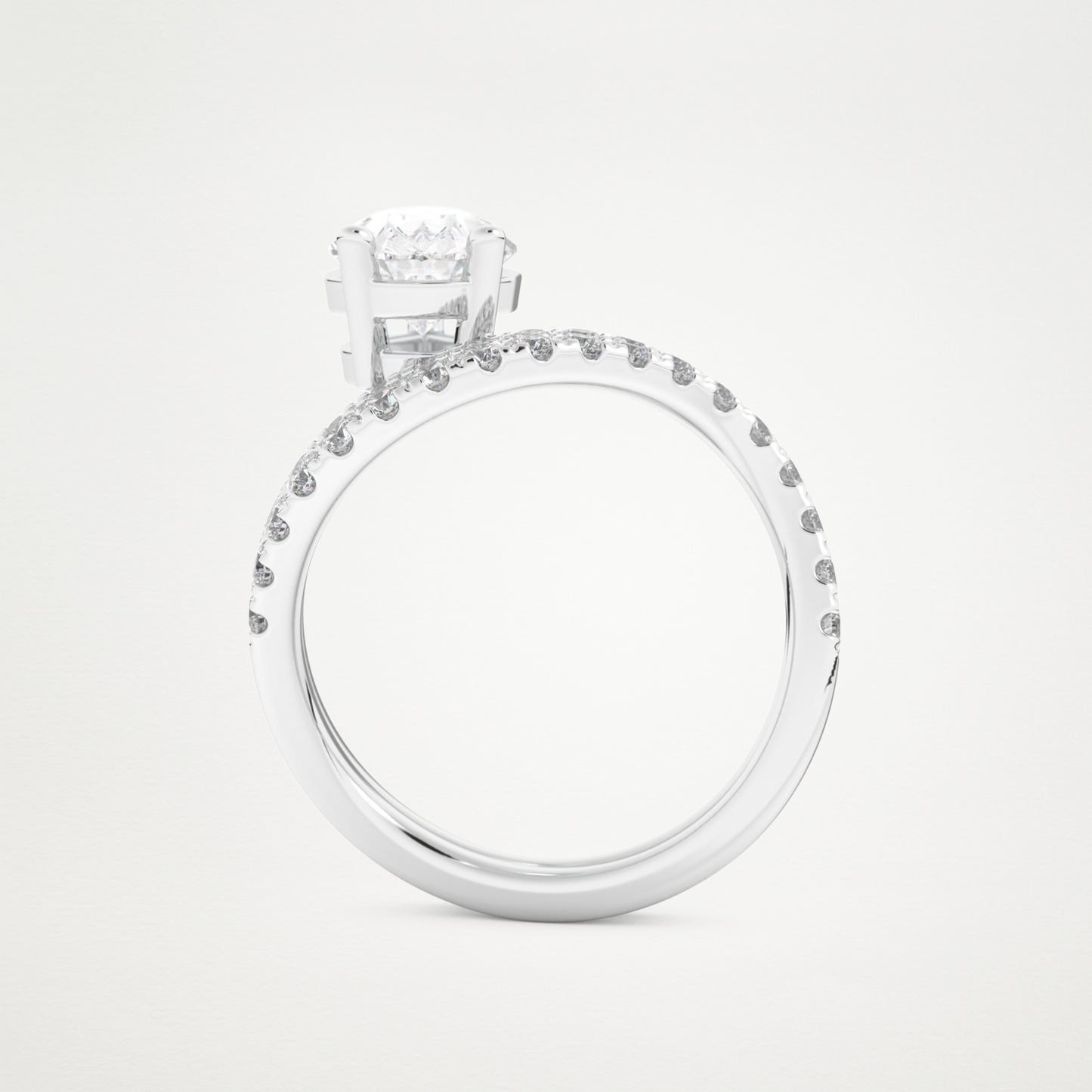 Pear Curved Shank & Pave Lab Grown Diamond Engagement Ring