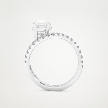 Pear Curved Shank & Pave Lab Grown Diamond Engagement Ring