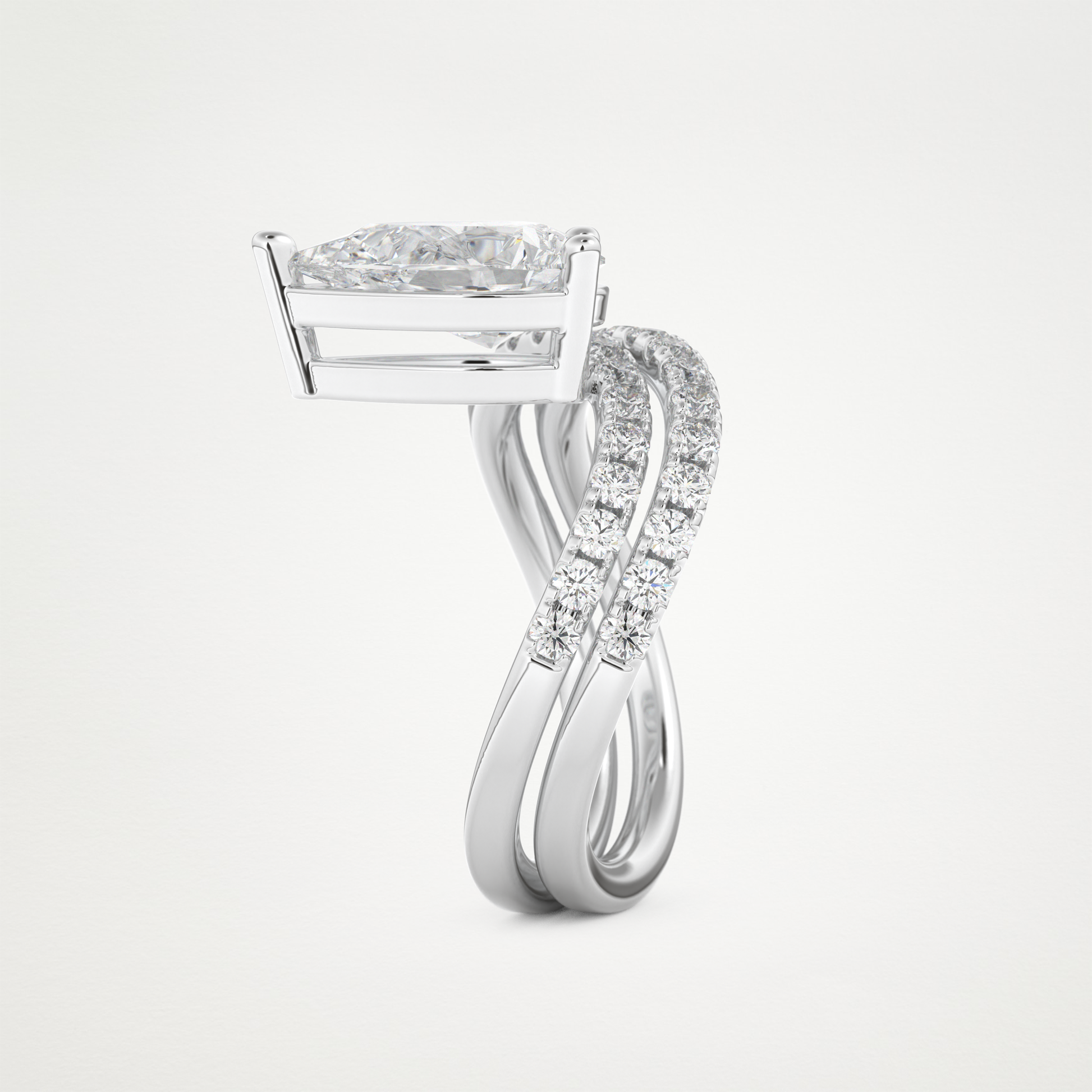 Pear Curved Shank & Pave Lab Grown Diamond Engagement Ring