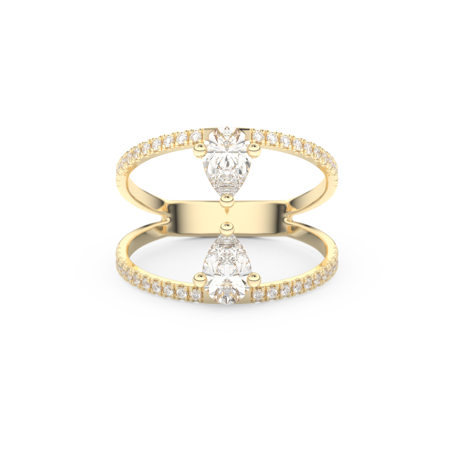 Pear Two Stone & Pave Lab Grown Diamond Engagement Ring