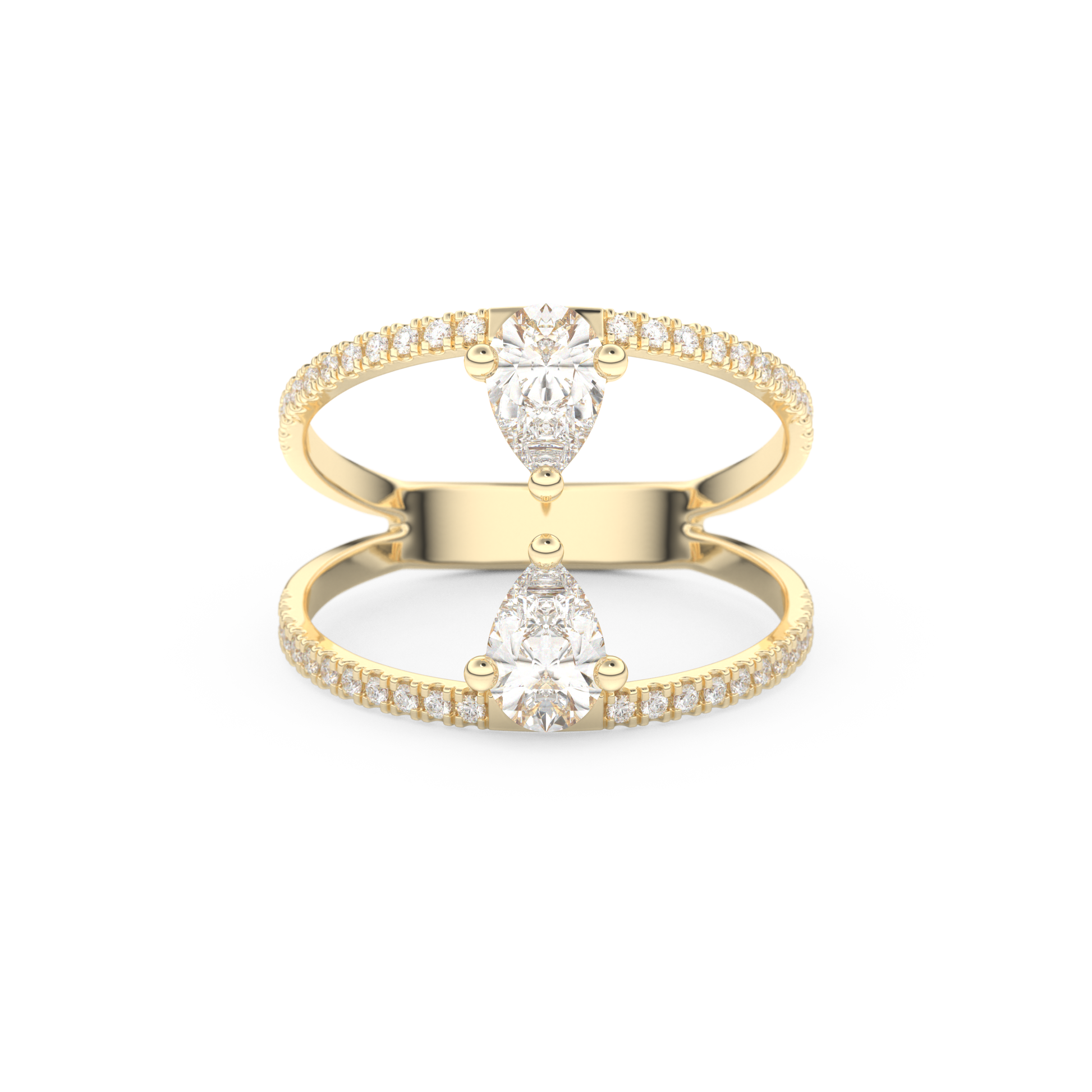 Pear Two Stone & Pave Lab Grown Diamond Engagement Ring