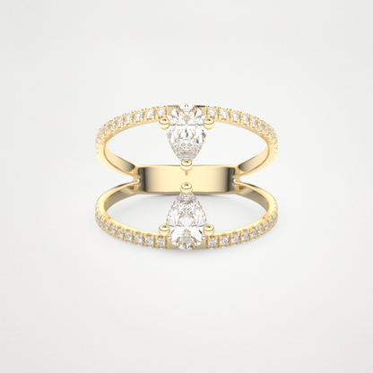 Pear Two Stone & Pave Lab Grown Diamond Engagement Ring