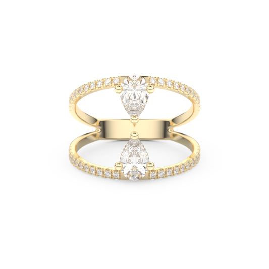 Pear Two Stone & Pave Lab Grown Diamond Engagement Ring