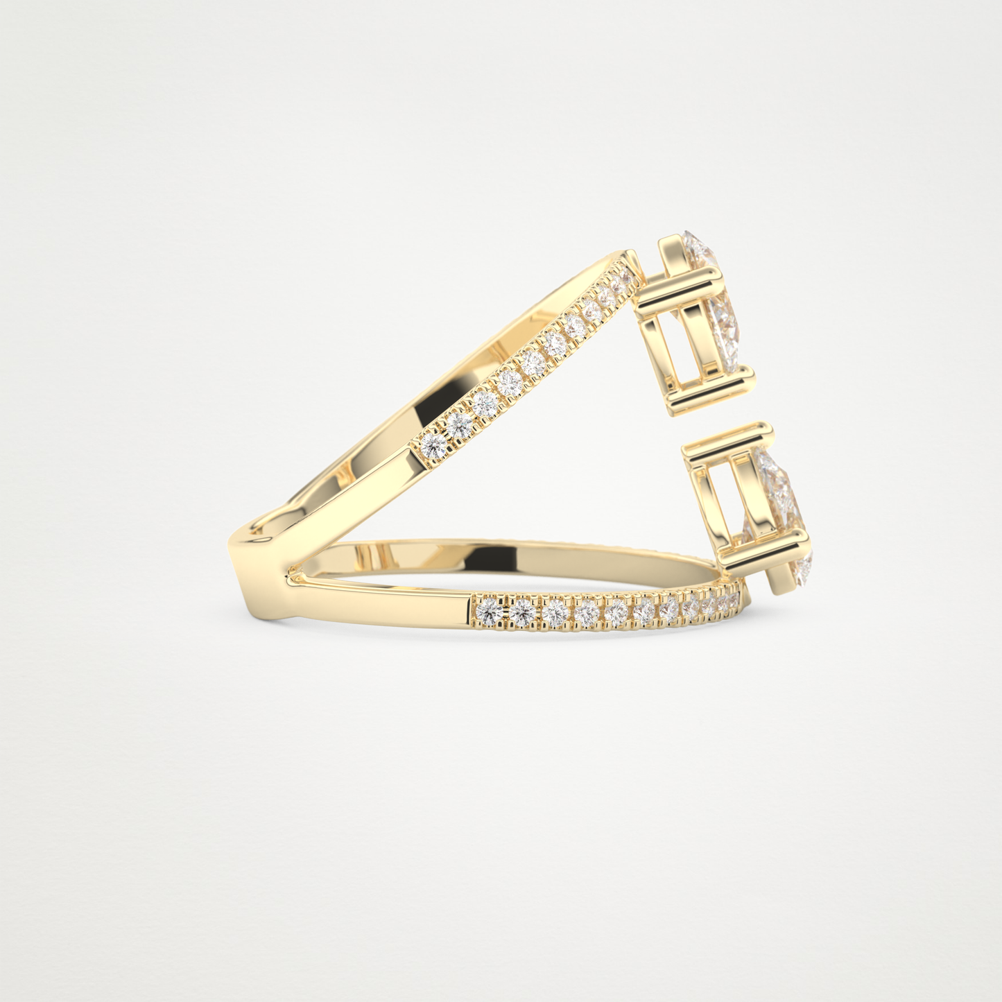 Pear Two Stone & Pave Lab Grown Diamond Engagement Ring