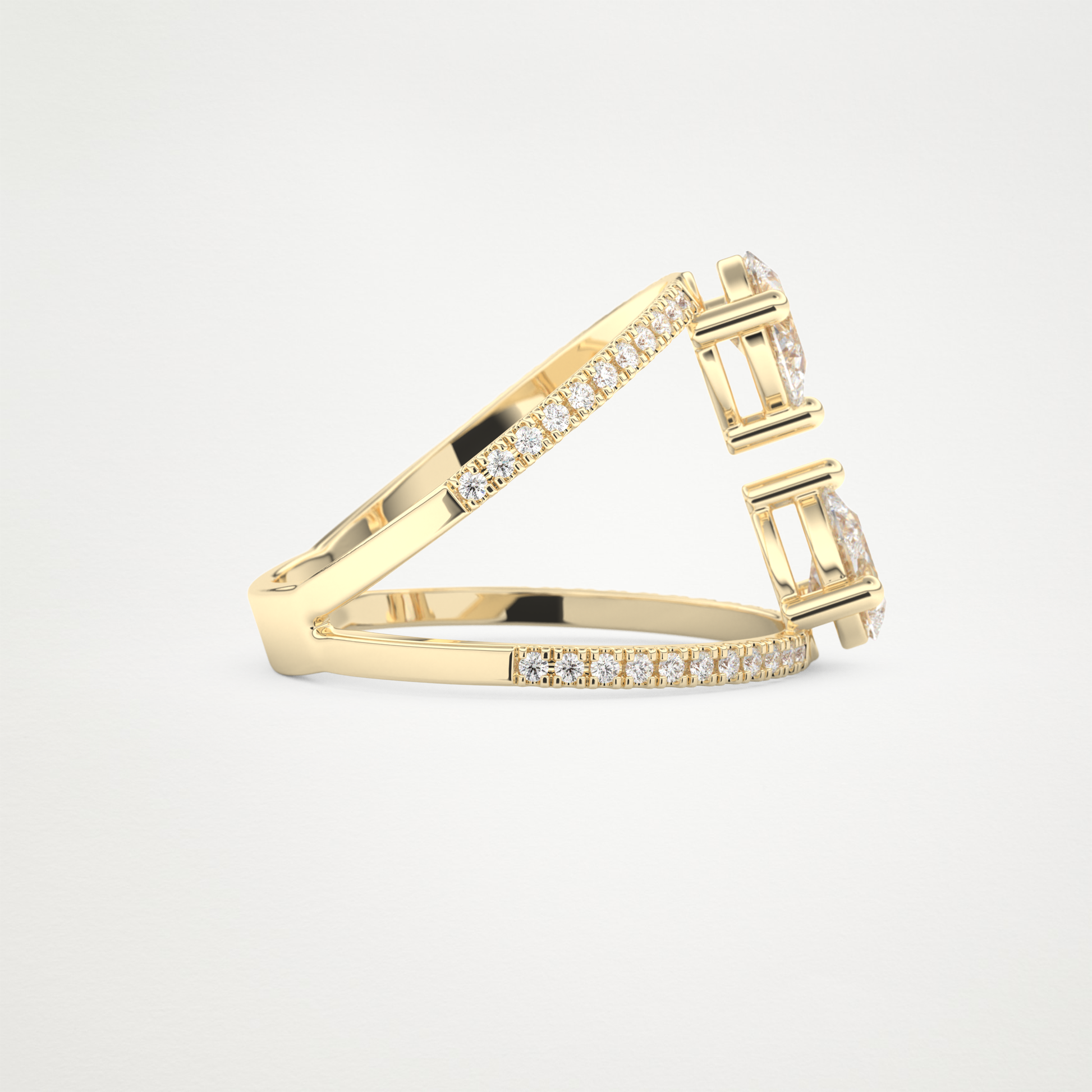 Pear Two Stone & Pave Lab Grown Diamond Engagement Ring