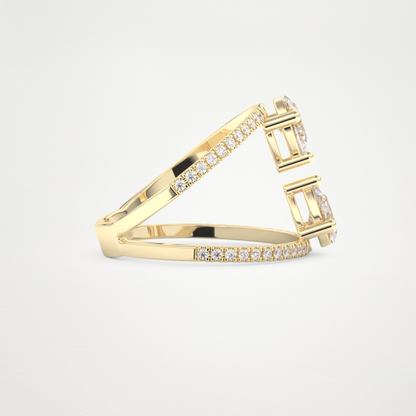 Pear Two Stone & Pave Lab Grown Diamond Engagement Ring