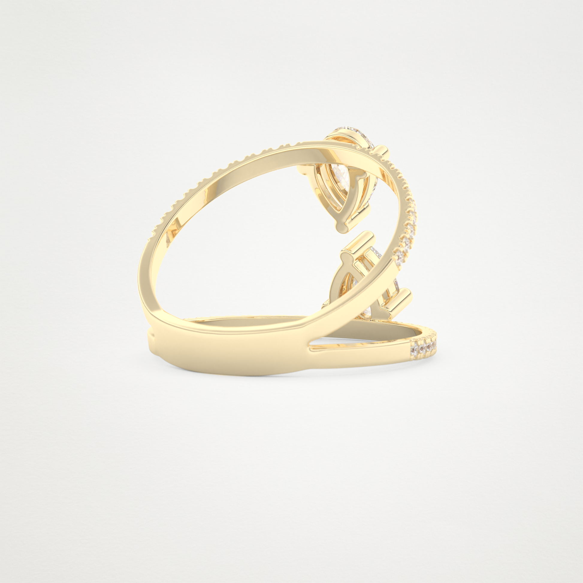 Pear Two Stone & Pave Lab Grown Diamond Engagement Ring