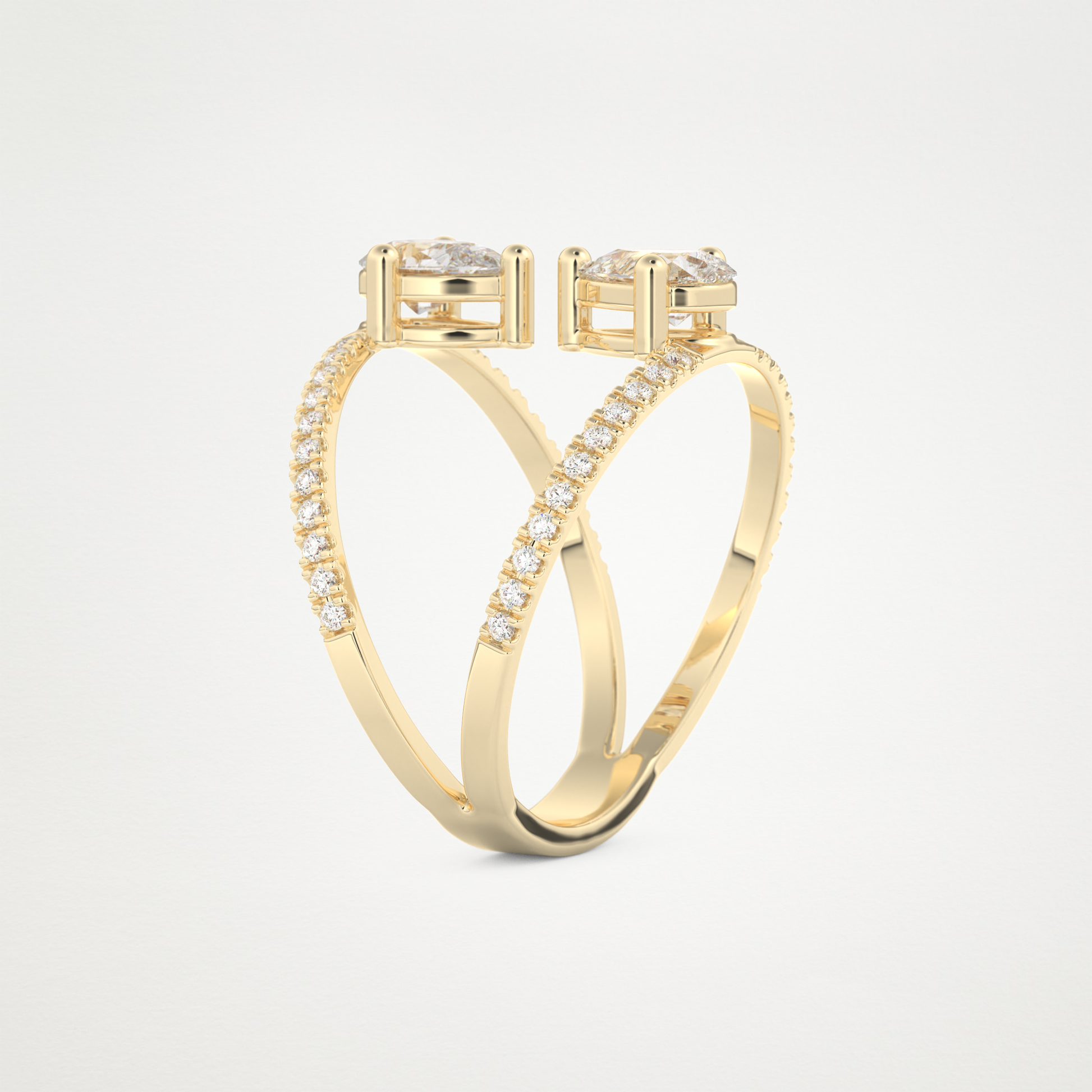 Pear Two Stone & Pave Lab Grown Diamond Engagement Ring