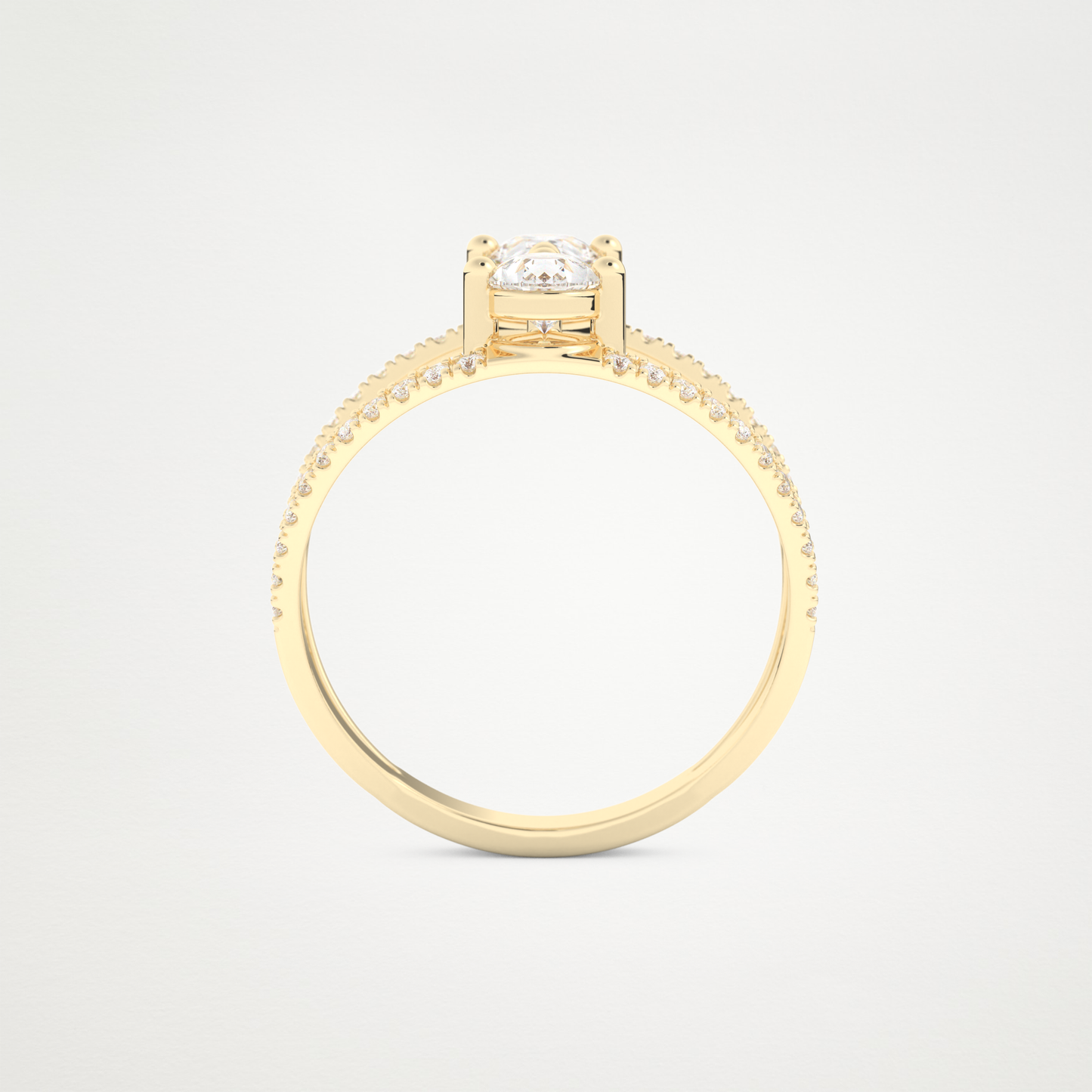 Pear Two Stone & Pave Lab Grown Diamond Engagement Ring