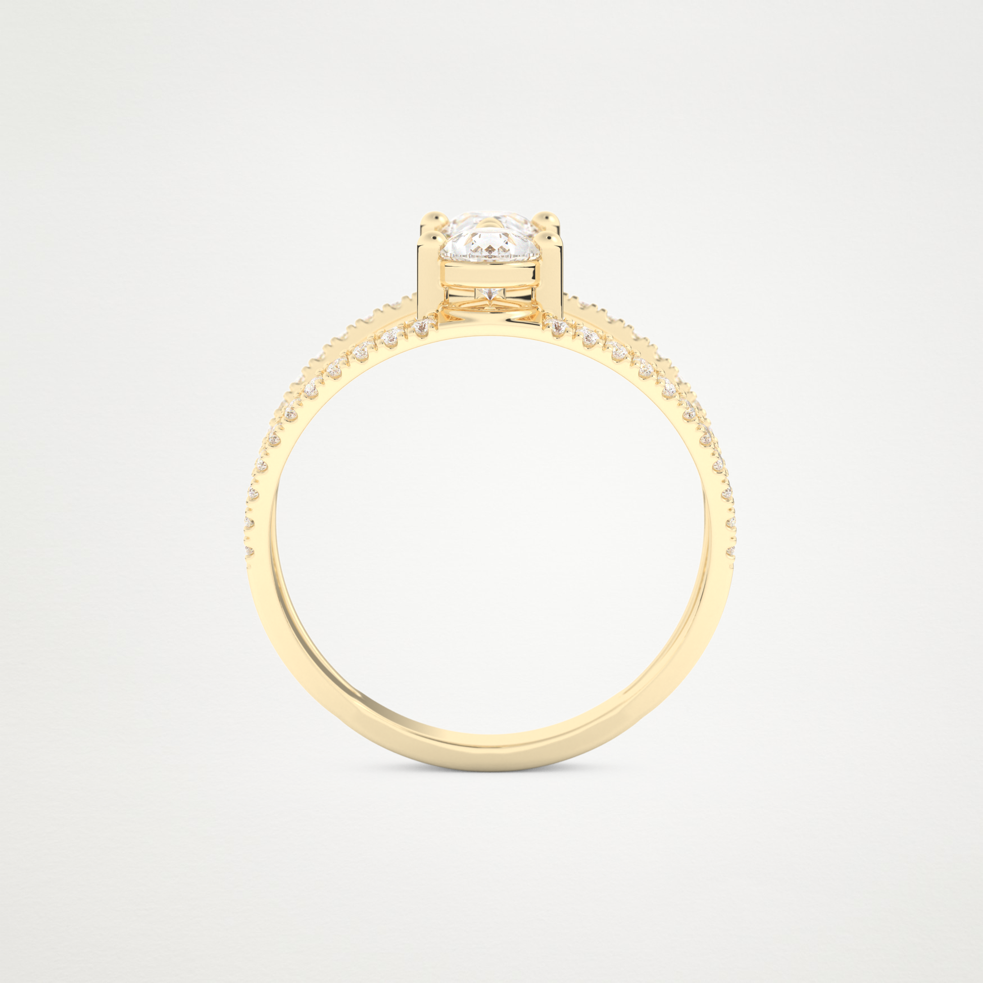 Pear Two Stone & Pave Lab Grown Diamond Engagement Ring