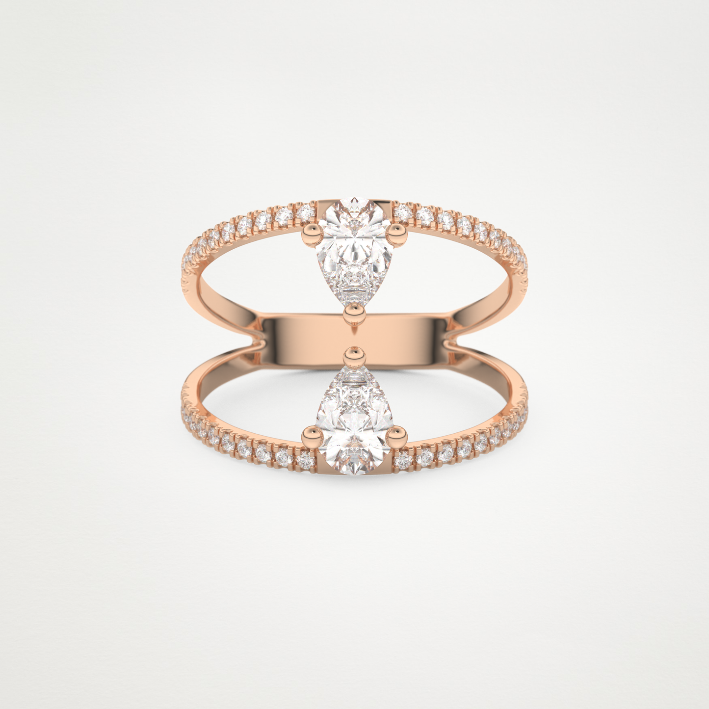 Pear Two Stone & Pave Lab Grown Diamond Engagement Ring