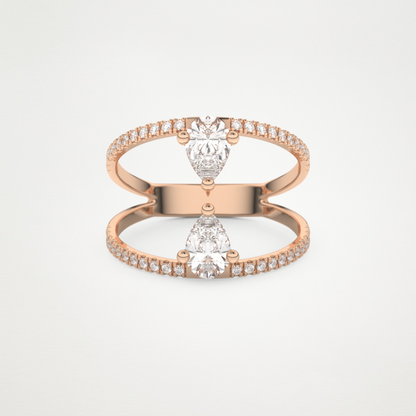 Pear Two Stone & Pave Lab Grown Diamond Engagement Ring