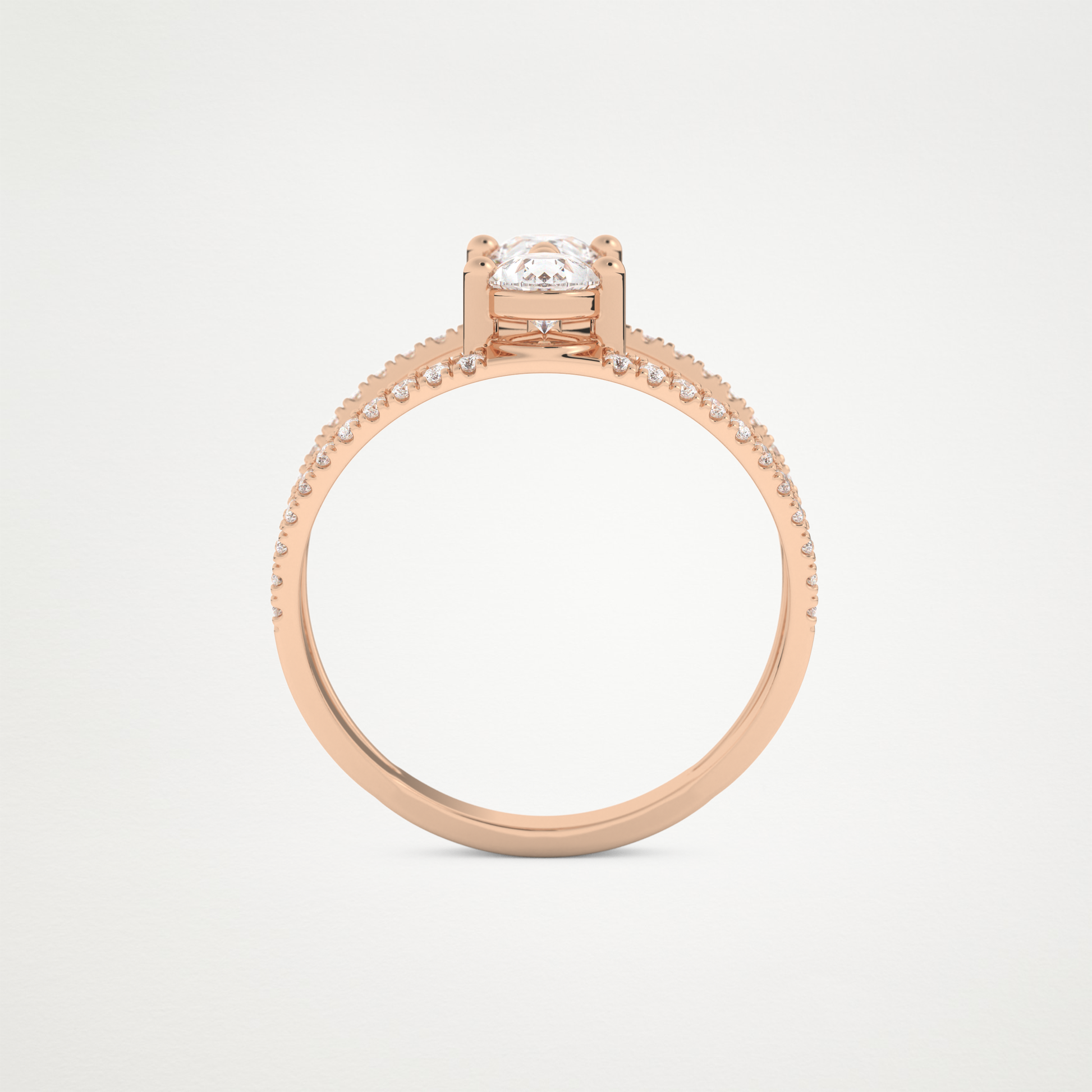 Pear Two Stone & Pave Lab Grown Diamond Engagement Ring