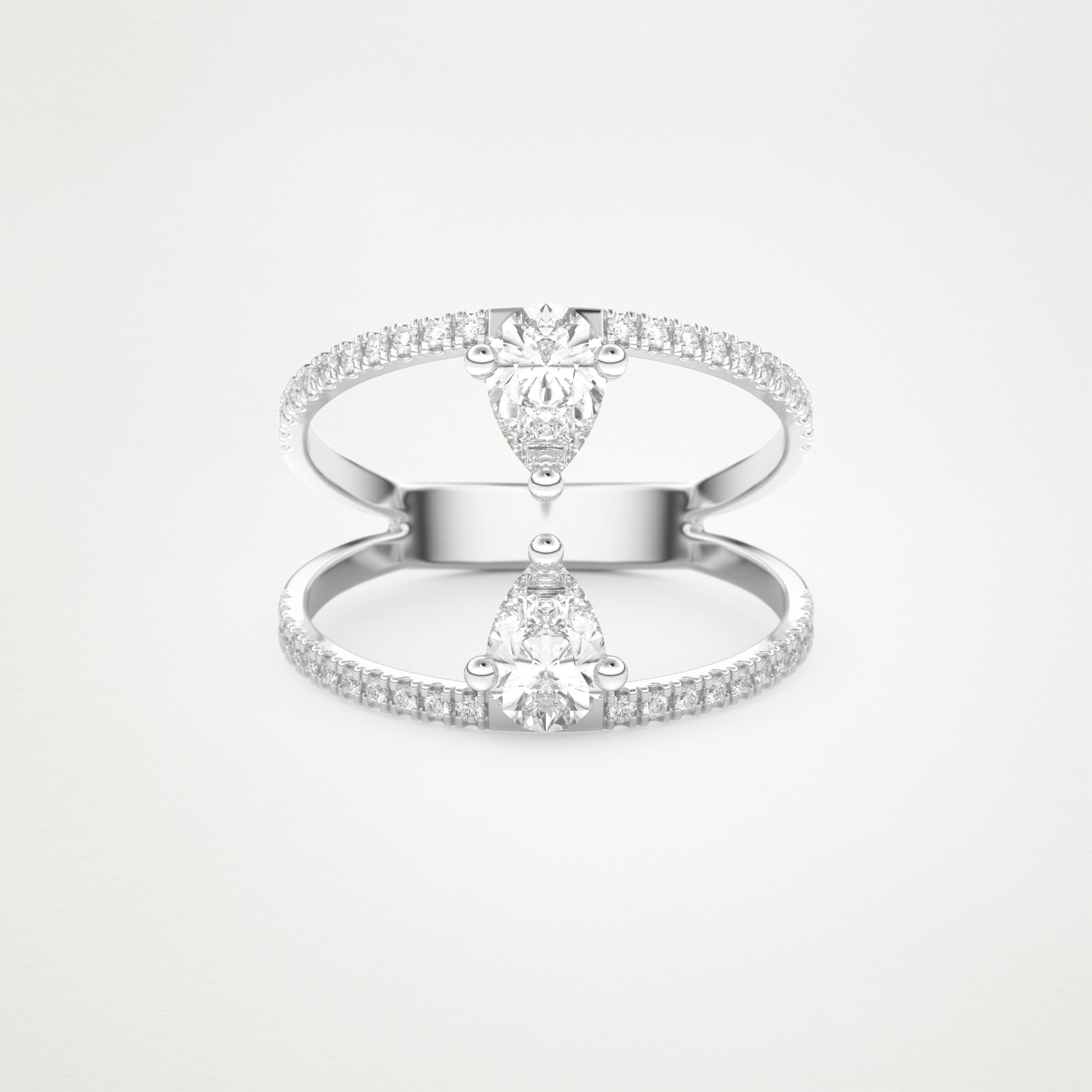 Pear Two Stone & Pave Lab Grown Diamond Engagement Ring