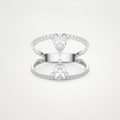 Pear Two Stone & Pave Lab Grown Diamond Engagement Ring
