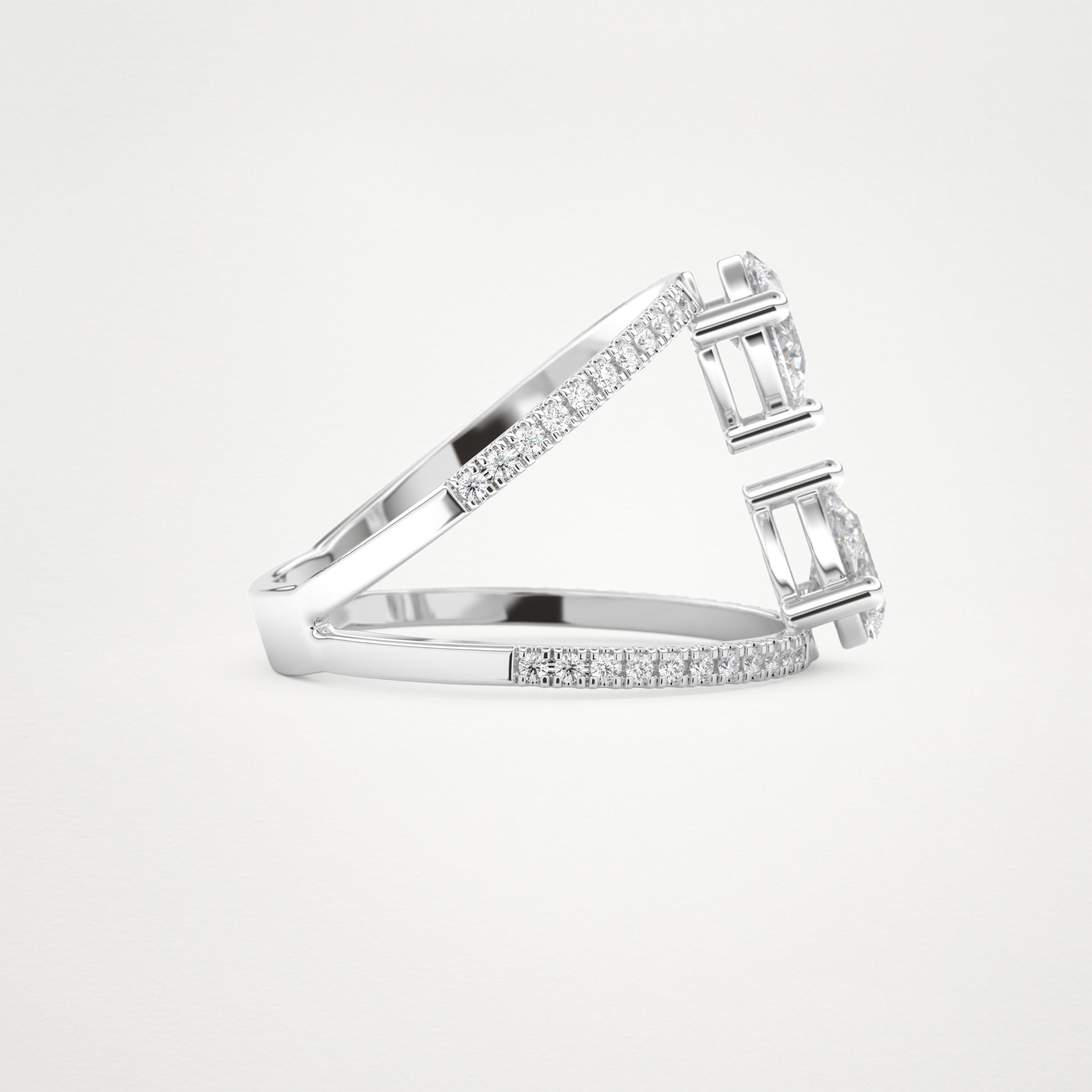 Pear Two Stone & Pave Lab Grown Diamond Engagement Ring
