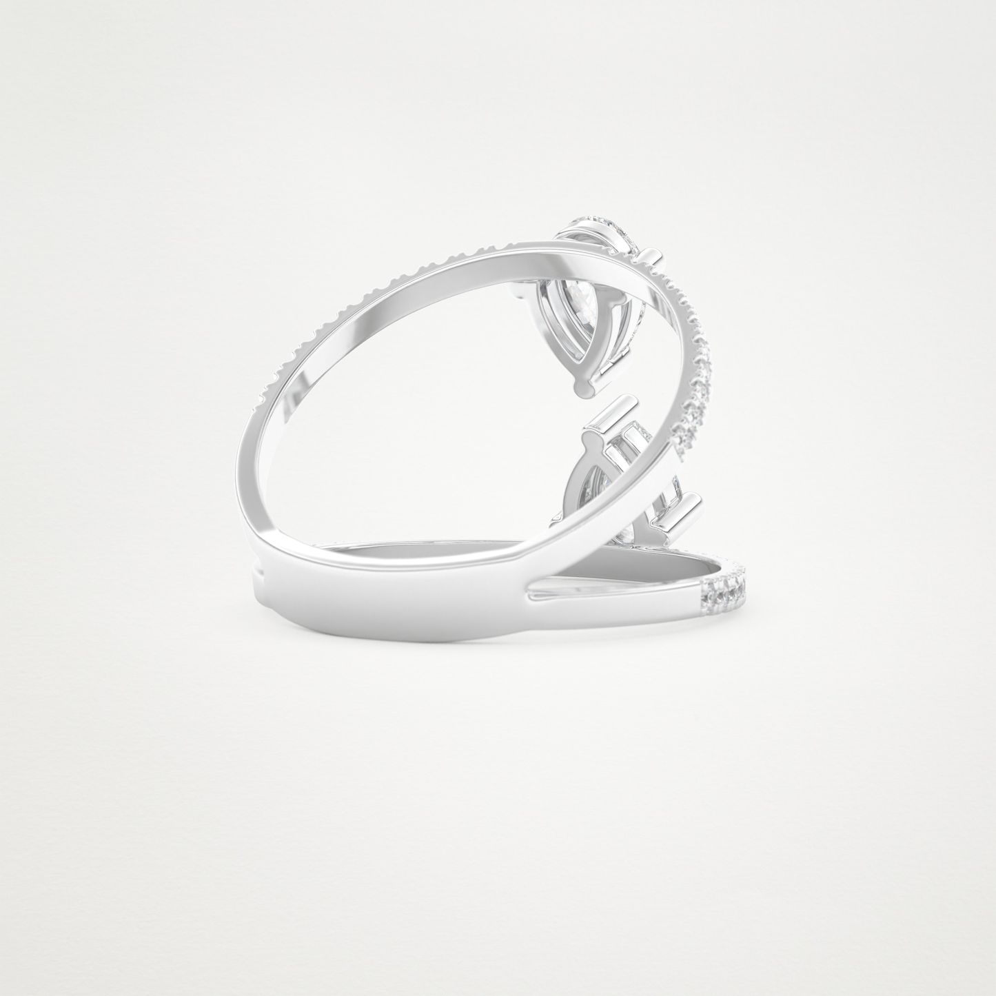 Pear Two Stone & Pave Lab Grown Diamond Engagement Ring