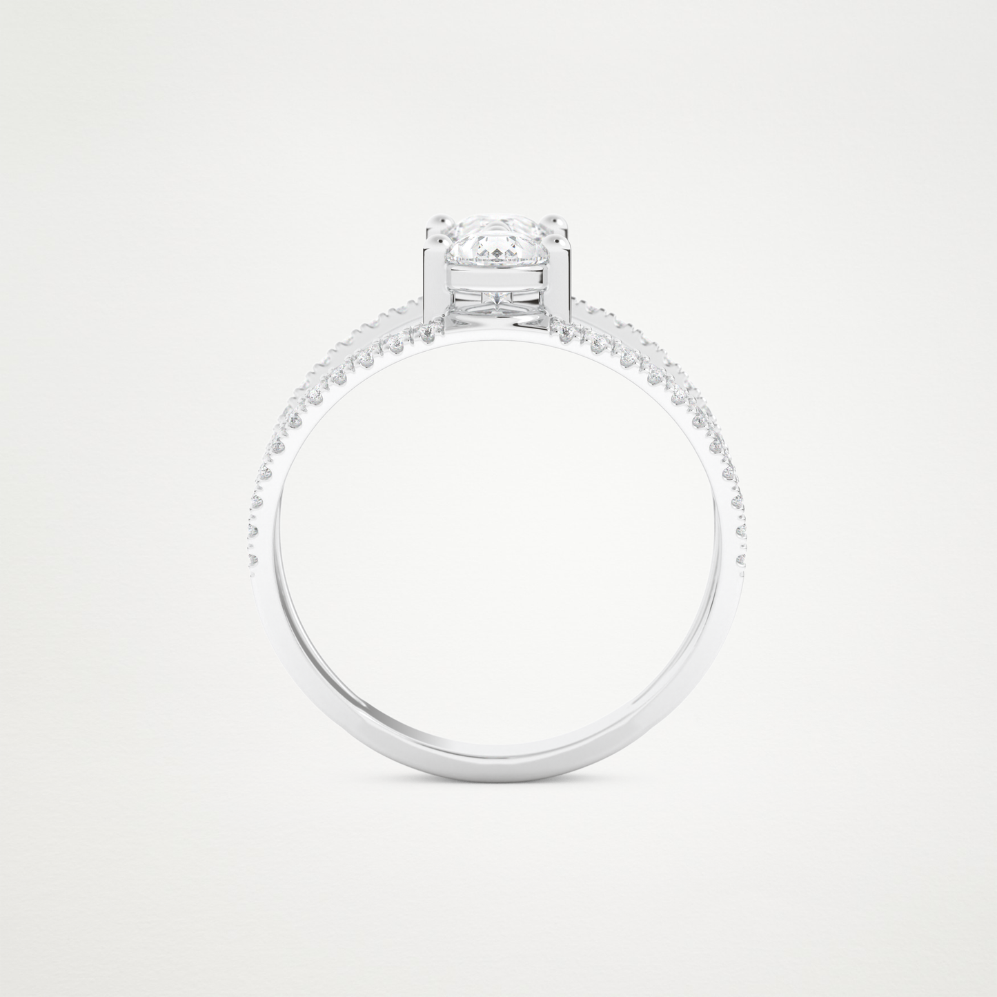 Pear Two Stone & Pave Lab Grown Diamond Engagement Ring