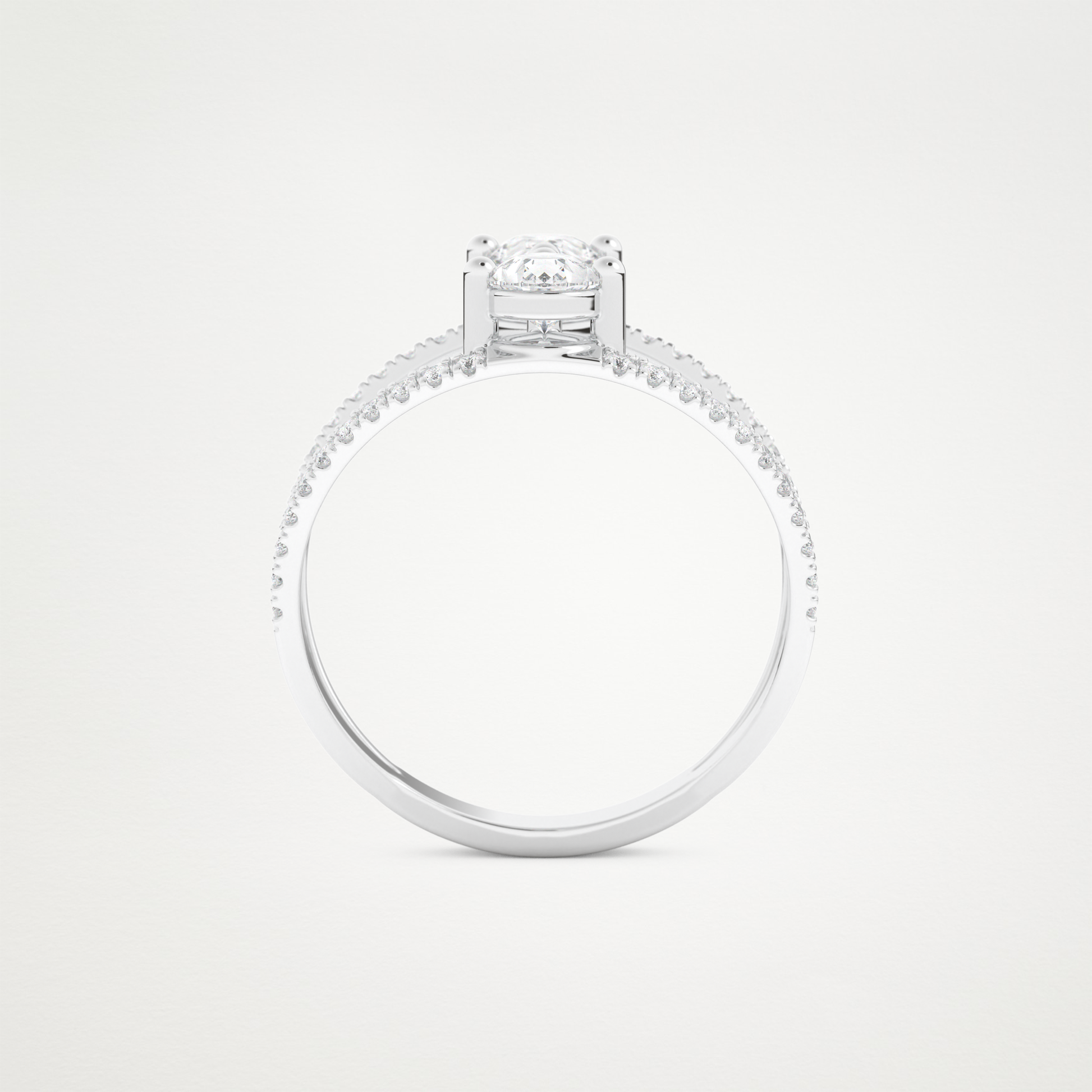Pear Two Stone & Pave Lab Grown Diamond Engagement Ring