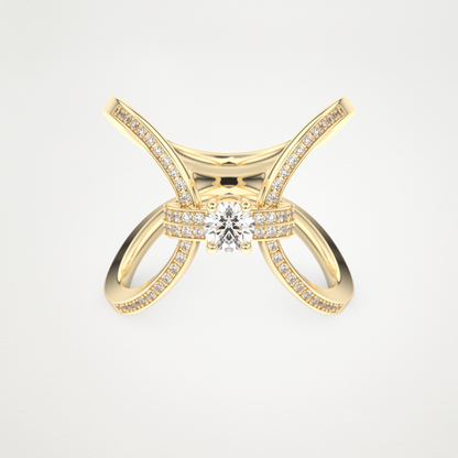 Round Curved Shank & Pave Lab Grown Diamond Engagement Ring