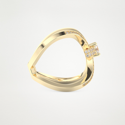 Round Curved Shank & Pave Lab Grown Diamond Engagement Ring