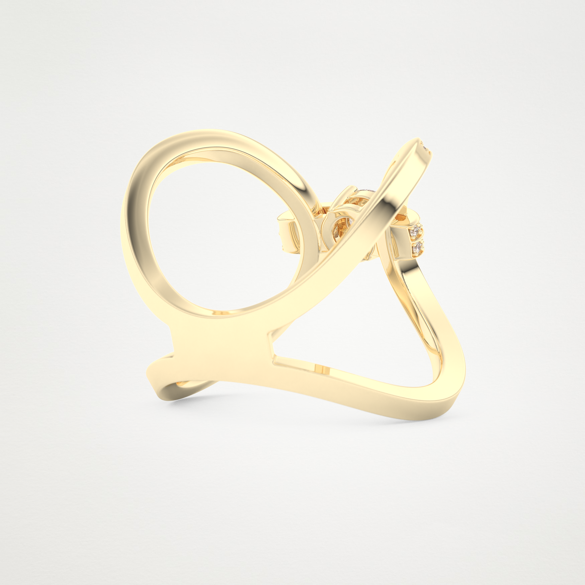 Round Curved Shank & Pave Lab Grown Diamond Engagement Ring