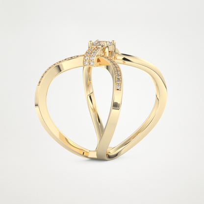 Round Curved Shank & Pave Lab Grown Diamond Engagement Ring