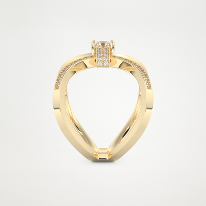 Round Curved Shank & Pave Lab Grown Diamond Engagement Ring