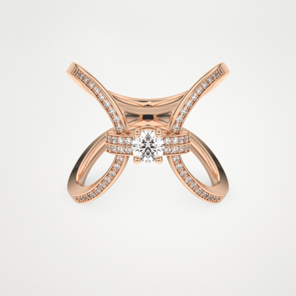 Round Curved Shank & Pave Lab Grown Diamond Engagement Ring