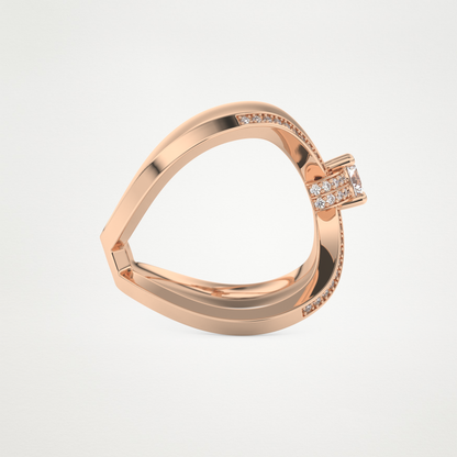 Round Curved Shank & Pave Lab Grown Diamond Engagement Ring