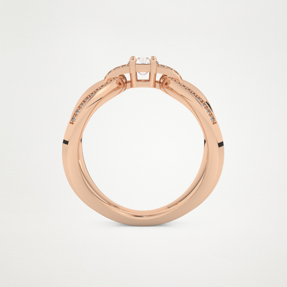 Round Curved Shank & Pave Lab Grown Diamond Engagement Ring