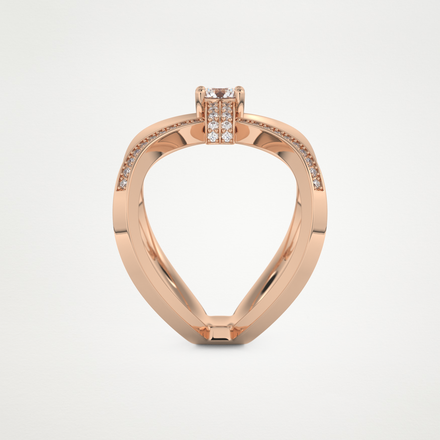 Round Curved Shank & Pave Lab Grown Diamond Engagement Ring