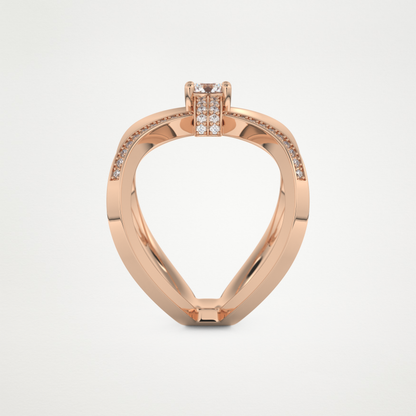 Round Curved Shank & Pave Lab Grown Diamond Engagement Ring