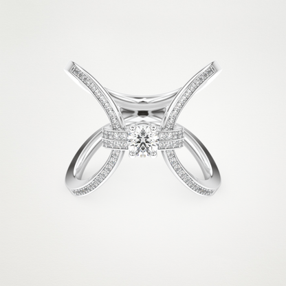 Round Curved Shank & Pave Lab Grown Diamond Engagement Ring