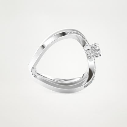 Round Curved Shank & Pave Lab Grown Diamond Engagement Ring