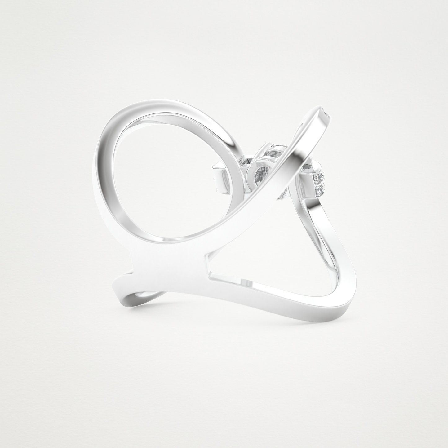 Round Curved Shank & Pave Lab Grown Diamond Engagement Ring